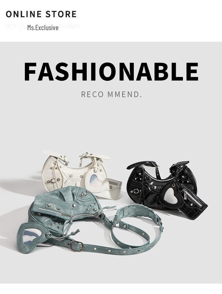 2024 Трендовая высококачественная сумка-подмышка с заклепками: Универсальные модели: для ношения в руке, на плече и через плечо