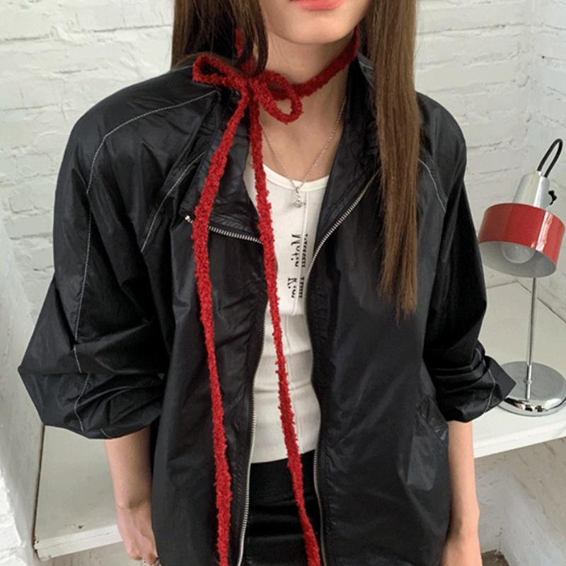 Korea Elegant Solid Color Girl Ribbon Ultra-Thin Long Vintage Scarf Women'S Decorative Tie Scarf