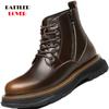 Men Genuine Leather Motorcycle Martin Boots For Male Streetwear Vintage Casual Cow Leather Botas Outdoor Tooling Desert Footwear