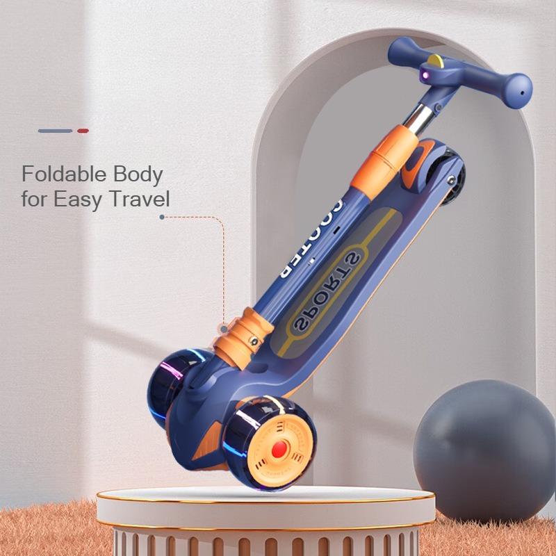 Детский трехколесный самокат со светодиодным мультяшным проектором, складной, для тренировки баланса, самокат-самокат для детей, веселье на открытом воздухе