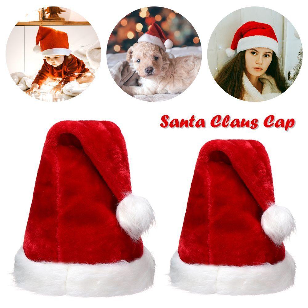Universal Christmas Hat Thickness Red Santa Claus Cap Merry Christmas Classic Festival Supplies Party Cosplay