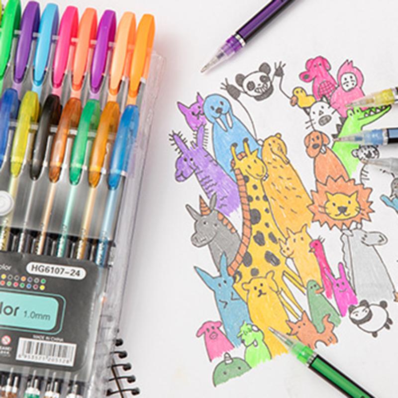 Набор из 60 цветных гелевых ручек, блестящие металлические пастельные неоновые ручки 12 24 36 48 цветов