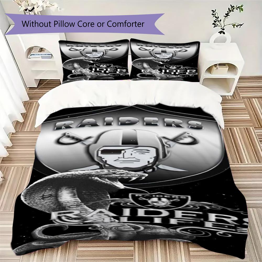 Las Vegas Raiders Pattern Bedding uilt Set uilt Cover Pillowcase Home Decoration Birthday Gift (1*duvet cover + 2*pillowcase without core)