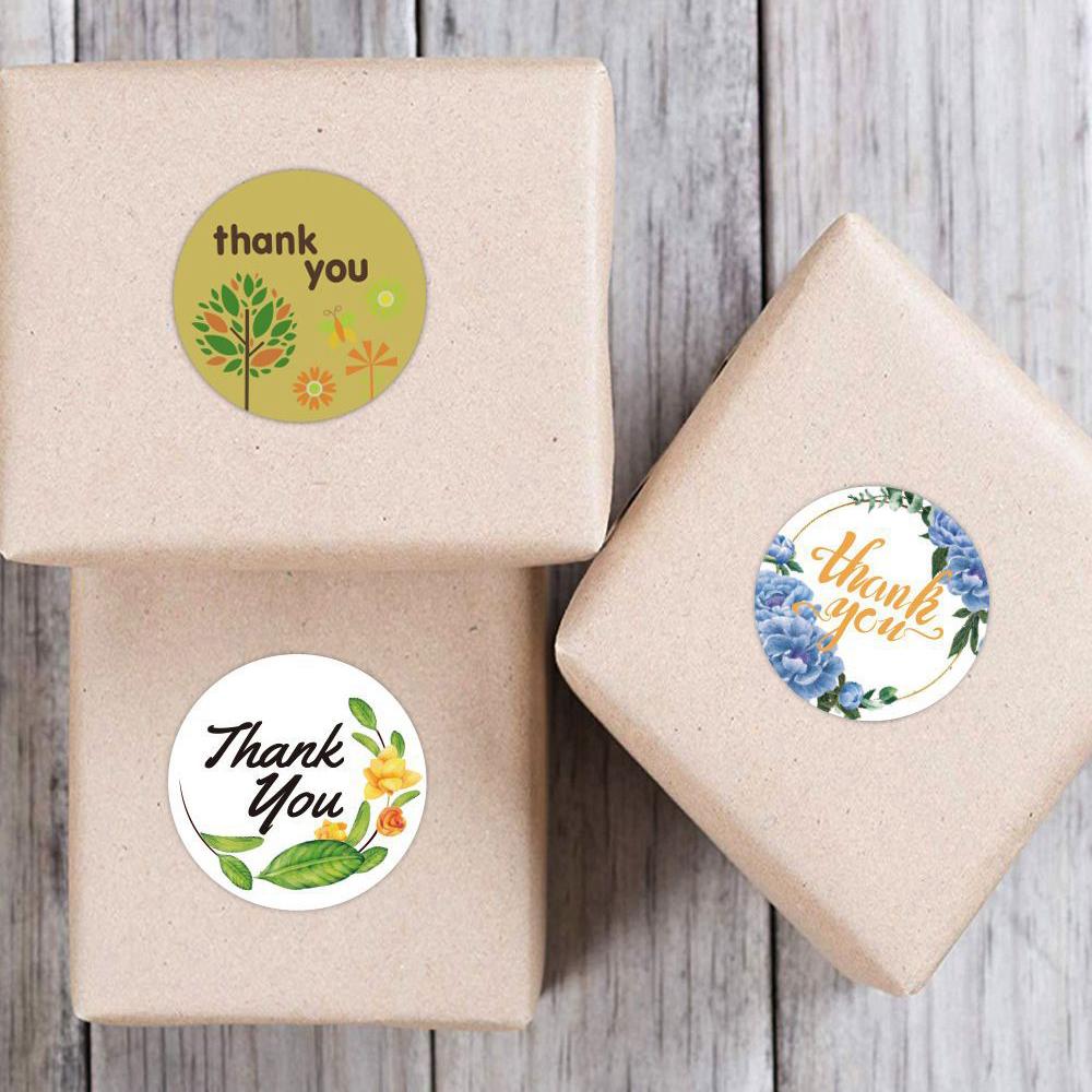 500pcs/roll Thank You Stickers Flower Pattern Party Wedding Decoration Gift Envelope Seal Labels Scrapbooking Stickers