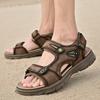 Мужские сандалии, пляжная обувь из натуральной кожи, новые летние спортивные повседневные дышащие нескользящие уличные мужские сандалии с мягкой подошвой