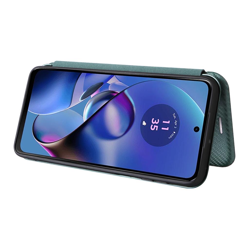 Для Motorola Moto G64 5G Чехол Кожаный чехол с текстурой углеродного волокна со слотом для карт