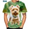 Милый домашний питомец собака йоркширский терьер 3D-принт мужские летние модные повседневные футболки смешные топы с коротким рукавом и круглым вырезом