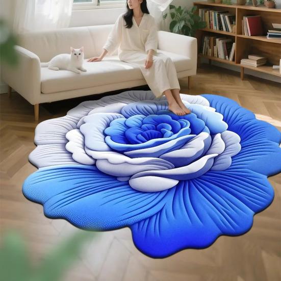 Floor Mat 3D Floral Design Non-Slip Dot-Embossed Backing Quick-Drying Plush Carpet Soft Comfort Bath Rug Home Decor