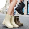 Fashionable Outdoor Wearable Simple Women's Rain Boots Mid-tube Water Shoes Adult Rain Boots Waterproof Non-slip Thick-soled Water Shoes
