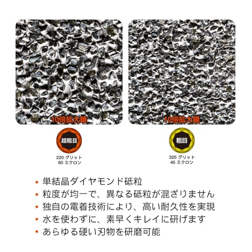 SHARPAL Diamond Sharpening Stone Replacement Blades, 2-Pack: Extra Coarse 220 (60 microns) & Coarse 325 (45 microns), 25 x 152mm (for 202H)
