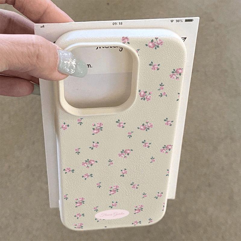 Apple 16 Pro Max/iPhone 15/14 Plus Floral Leather Texture Soft Protective Case