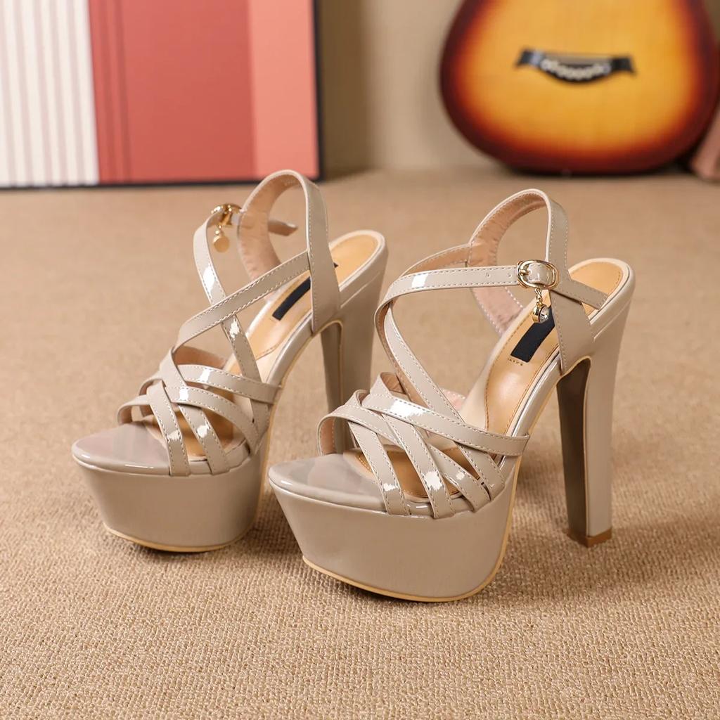 НОВЫЕ 14СМ Туфли-босоножки на высокой платформе Сексуальный ремешок на щиколотке Открытый носок Гладиатор Вечеринка Платье Женская обувь Большой размер 45