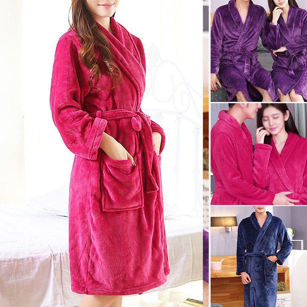 Elegant And Warm Bathrobe For Men And Women Cozy Flannel Winter Kimono