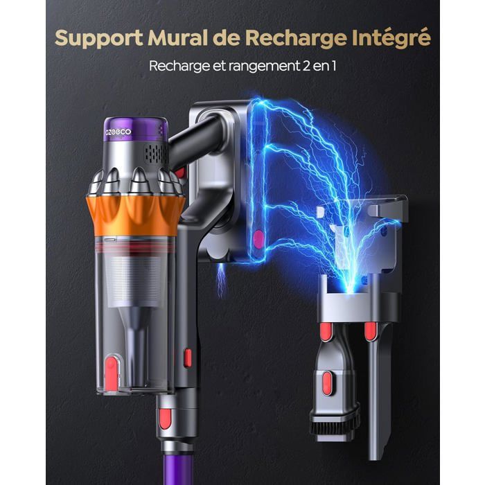 Aspirateur Balai sans Fil 550W, 40KPA Puissant Silencieux, 45min Autonomie, Écran Tactile, Filtration HEPA