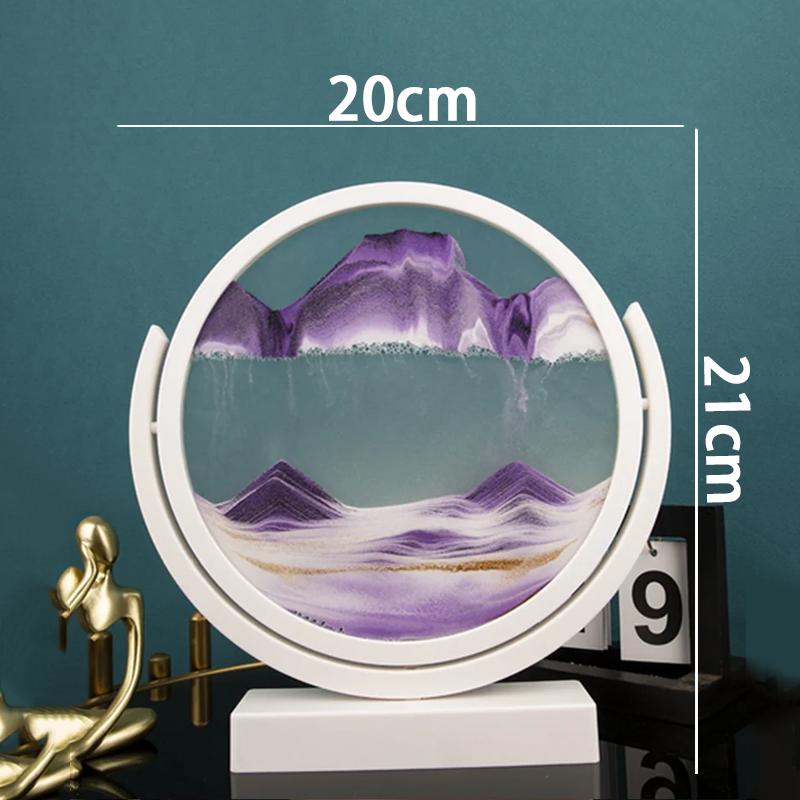 3D движущаяся картина из песка Песочные часы Белая рамка вращающееся круглое стекло Глубокий морской песчаный пейзаж Зыбучие пески Песочные часы для дома Декор Подарки