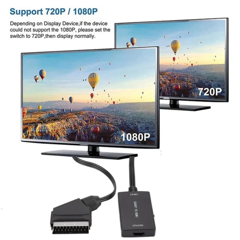 Конвертер SCART в HDMI с кабелем 1080P SCART вход HDMI выход HD 720P/1080P Переключатель Видео Аудио Конвертер Адаптер для HDTV