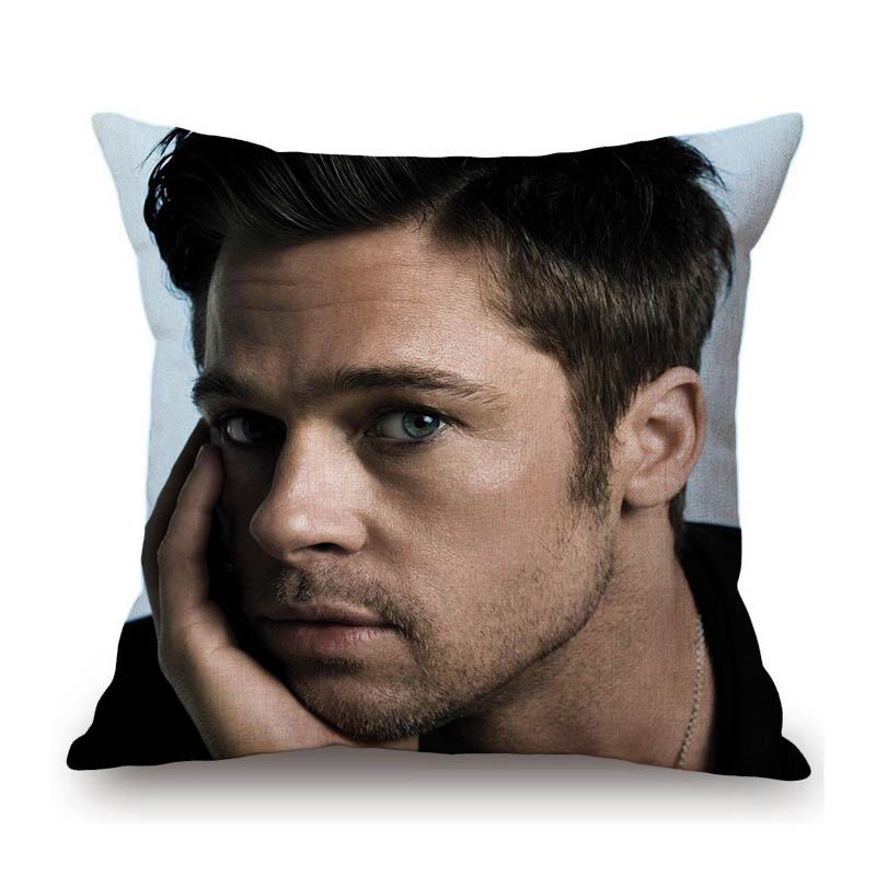 Sexy Handsome Super Star Brad Pitt Muscle Man Fans Gift Cotton Linen Sofa Throw Pillow Case Home Decoration Art Cushion Cover