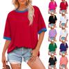 Модные однотонные футболки для женщин, летние топы с короткими рукавами, свободные блузки с круглым вырезом, топы