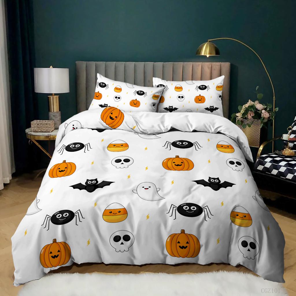 Hot-Selling Holiday Halloween Three-Piece Digital Printing Quilt Cover Bedding