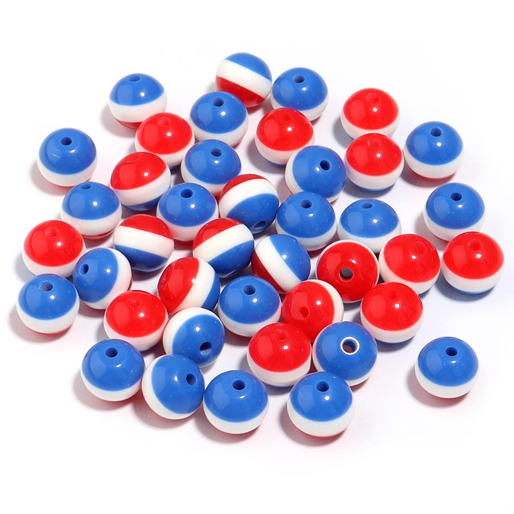 50Pcs/Lot Acrylic Beads 8 10mm Tri Color Stripe Large Hole Round Beads For Charm Bracelet Phone Chain Diy Jewelry Making