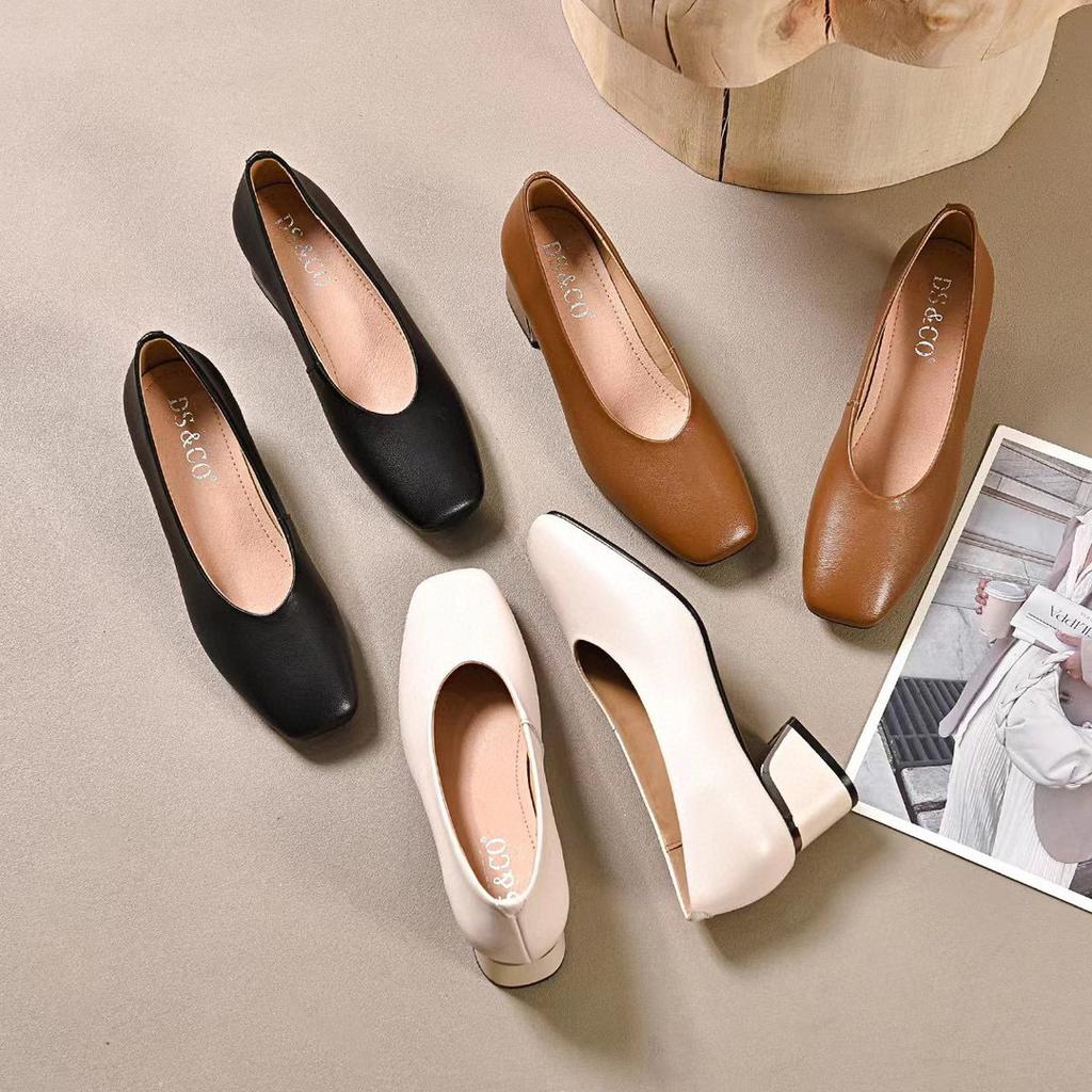Весенние и летние модели, женская обувь с квадратной головкой и неглубоким носком, простая темпераментная рабочая обувь из воловьей кожи