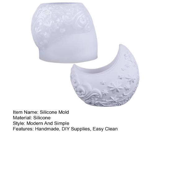 Силиконовая форма Луна Сделай сам Ручная работа Кисть для макияжа Ювелирные изделия Ручка Декоративный контейнер для комнатных растений Форма для чашки для свечи Гипс Цемент Эпоксидная смола Форма для литья