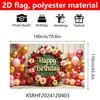 1Pcs Happy Birthday Balloons Floral Celebration Decoration Background Birthday Backdrop Decorations For Photo Studio Booth Party