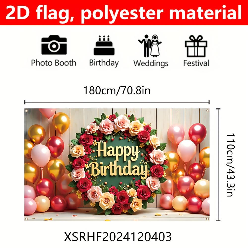 1Pcs Happy Birthday Balloons Floral Celebration Decoration Background Birthday Backdrop Decorations For Photo Studio Booth Party