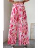 Abstract Floral Print Wide Leg Pants