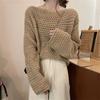 Pineapple Pattern Pullover Gentle Soft and Glutinous Loose Collarbone Sweater Women Spring and Autumn Knitted Sweater Pullover