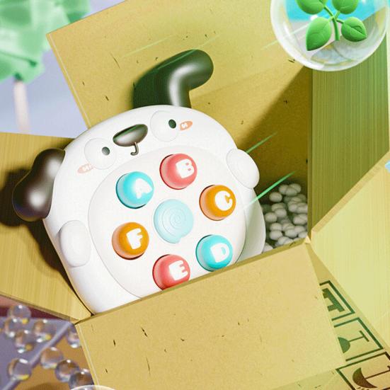 2-In-1 Mole Beating Whistle Toy Cartoon Dog Milk Tea Cup Push Button Handheld Game Machine Portable Travel Toddlers Educational Press Button Toy