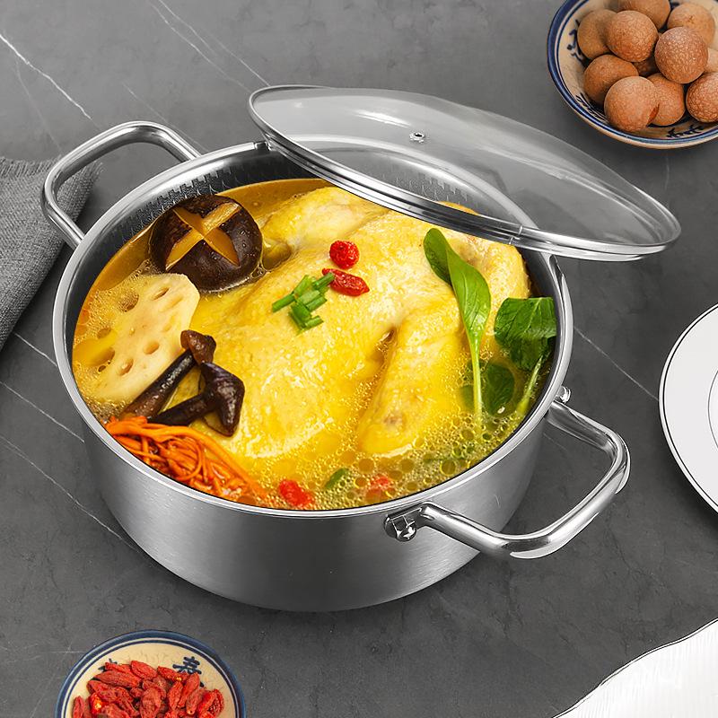 Кастрюля из нержавеющей стали 316 с антипригарным покрытием и сотовым узором, двойная ручка, трехслойная, совместима с индукционными и газовыми плитами, 26 см