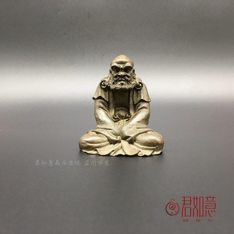 Patriarch Small Ornament Solid Bodhidharma Bronze Buddha Statue Exquisitely Carve