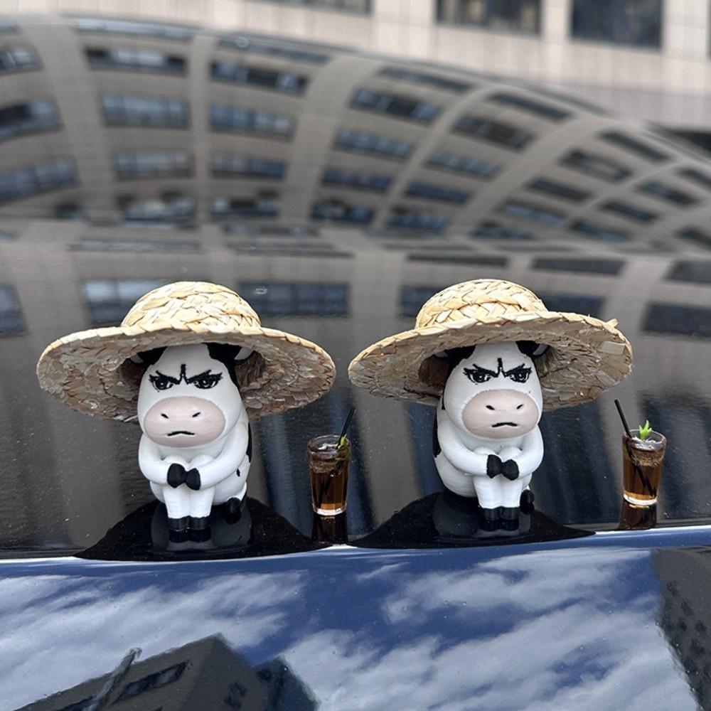 Cute Grass Cow Figure Ugly-cute Car Ornament Emo Center Console Decoration Center Console
