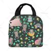 Cute Sloth Insulated Lunch Bag with Front Pocket Reusable Cooler Tote Bag with Zipper for Men Women Thermal Lunch Bento Box