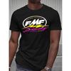 Европейские размеры Мужская футболка с узором логотипа FMF Racing, черная футболка с коротким рукавом из чистого хлопка, подходит для повседневной носки