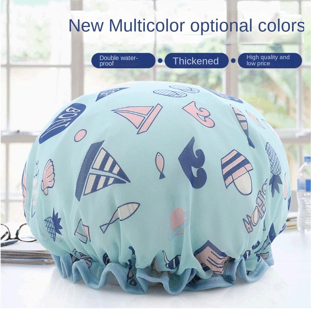 Bilayer Bathing Cap Waterproof Baked Oil Cap New Shower Headscarf  Lady