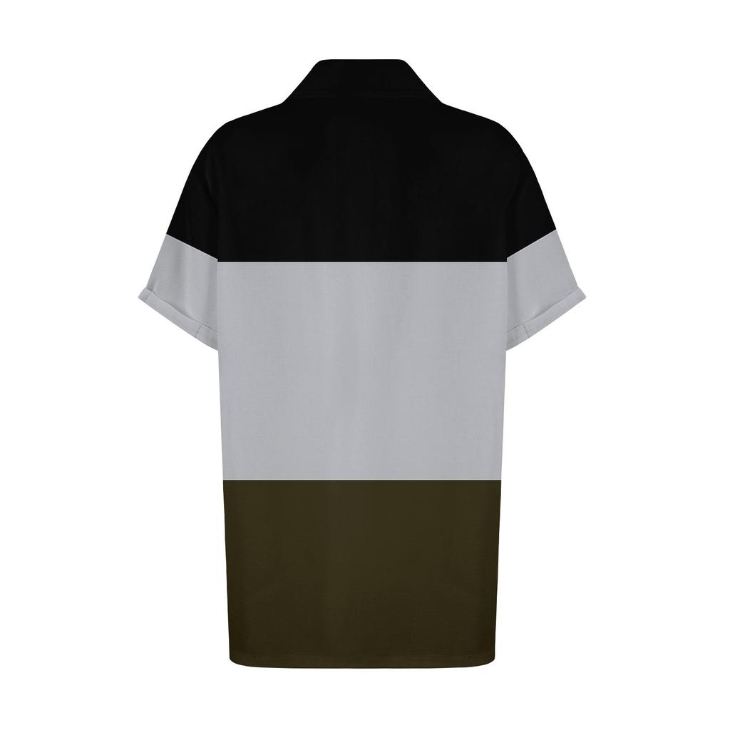 Женская модная свободная повседневная рубашка с короткими рукавами и отворотами на пуговицах с принтом и карманной футболкой Топ