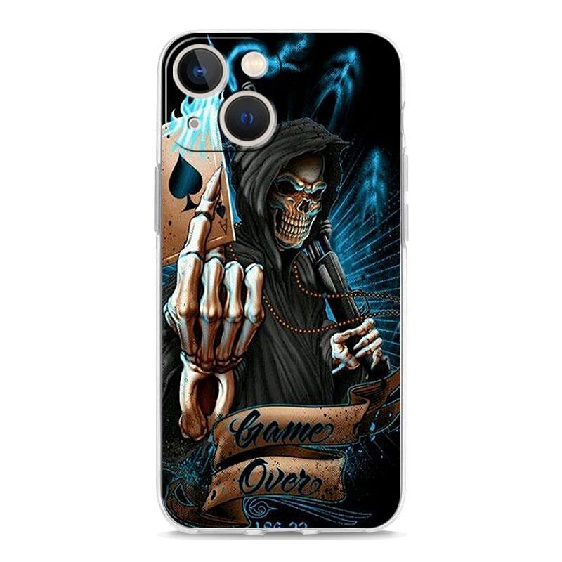 Чехол для телефона iPhone 17 Чехлы iPhone Air 16 15 12 13 14 Pro Max 7 8 Plus 16Pro iPhone11 Чехол Жнец Череп Скелет