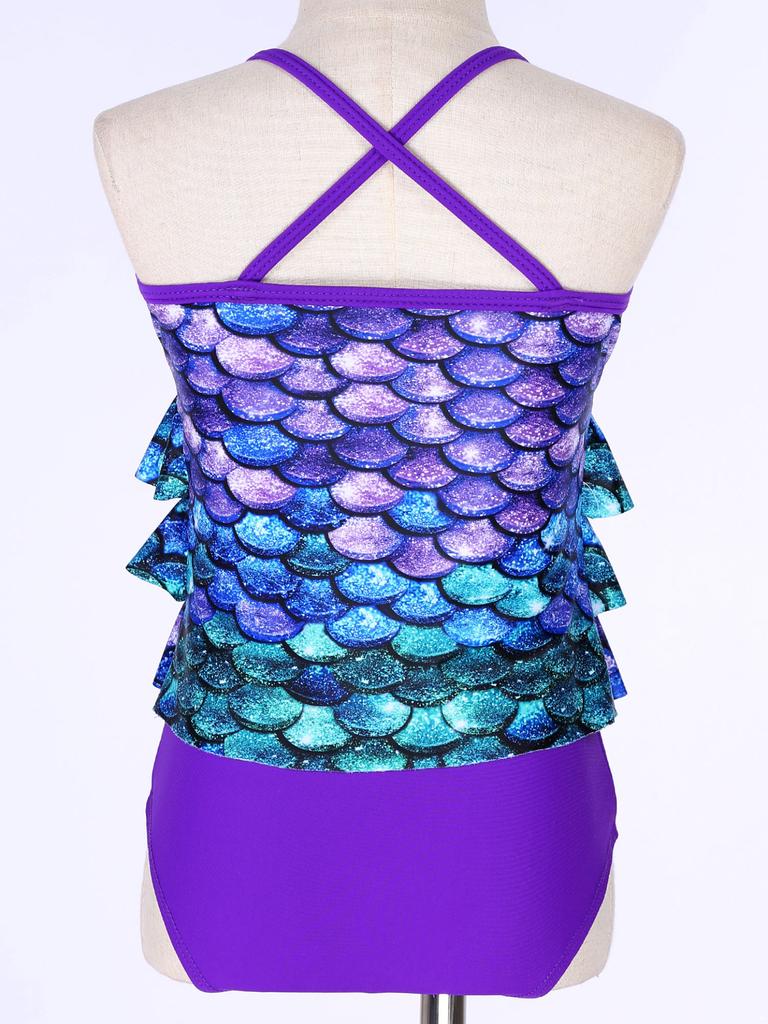 2 шт./компл. купальники для девочек, топы с низом, детский купальник-бикини, весы, купальный костюм с принтом, купальный костюм