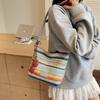 Summer Popular Woven Bucket Bag Women's New Versatile Beach Vacation Shoulder Armpit Bag Messenger Bag