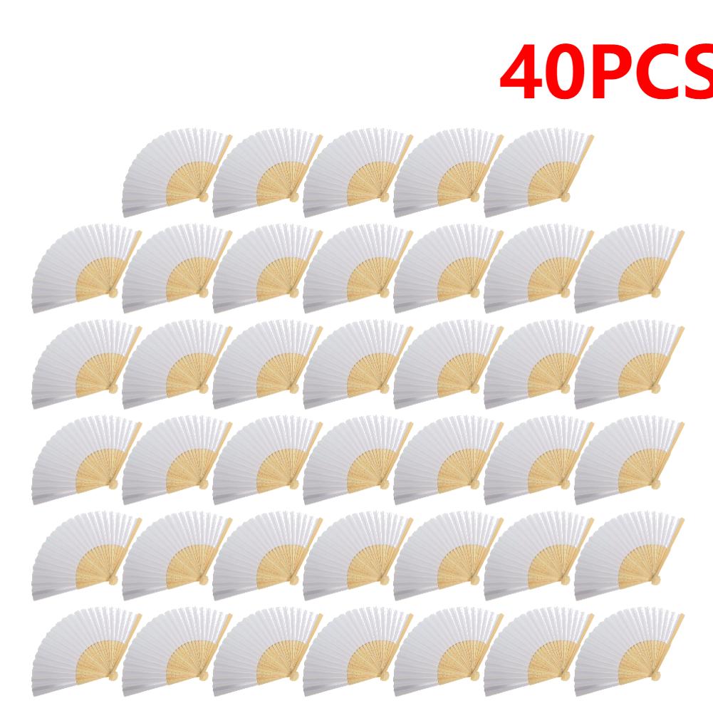 50/1 шт. Складной веер из бумаги и бамбука для DIYВзрослый Детский Ручной Веер Практика Каллиграфии Живописи Пустой Белый Веер для Свадебного Декора Комнаты