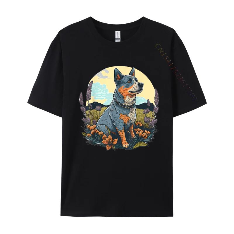 Cute Blue Heeler Dog Tshirt Kawaii Goth Printed On T Shirts Shirt For Men New Coming Cotton Slim Fit Tshirts