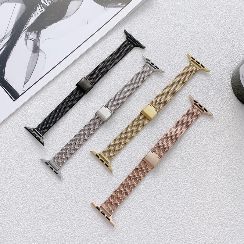 Ремешок Matel для Apple Watch Band 7, 41 мм, 45 мм, 49 мм, тонкий ремешок с миланской петлей для женщин, ремешок для iwatch 8, 7, 6, 5 se 4, 3, 2, браслет 38 мм, 40 мм