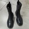 Обувь женская английская в стиле High Street Retro 2024 осень-зима коровья кожа челси ботинки женские повседневные модные черные ботинки на платформе