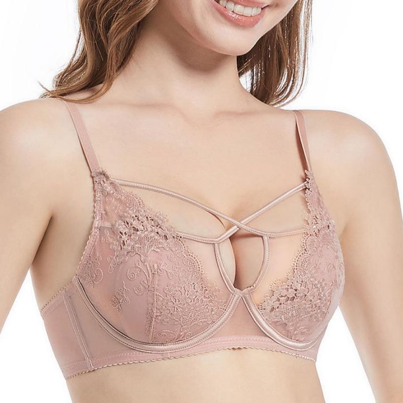 Французский вышитый сексуальный кружевной комплект нижнего белья с кроличьими ушками, дышащий, для большой груди, маленький собирающий бюстгальтер для женщин