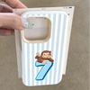 Korean INS Striped Monkey Letter 7 Phone Case For Xiaomi Redmi Note 15 Pro 14 13 12 Pro Plus Redmi 14C 15C 13C 12S 11 10S Cover