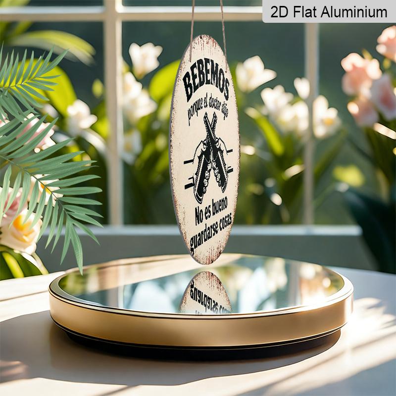2D Flat, 1pc 7.87 Inch Round Aluminum Sign, "Drinking" Vintage Aluminum Plaque, Bar Beer Themed Decorative Sign, Suitable for Decorating Bars