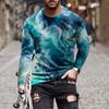 Муж. Футболка Графика Абстракция Шея Одежда Одежда На открытом воздухе Длинный рукав С принтом Модельер Винтаж