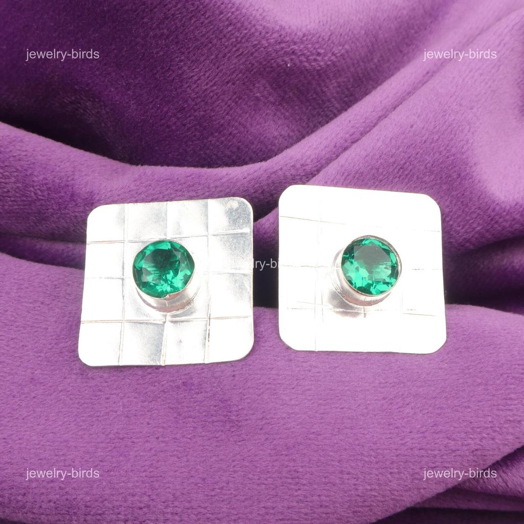 Mothers Day Sale Green Emerald Gemstone Sterling Silver Drop Earrings Jewelry EE-146-18